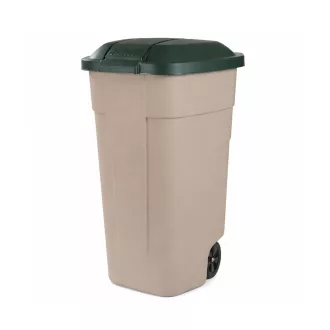 Műanyag kültéri szemetes 110l beige-zöld