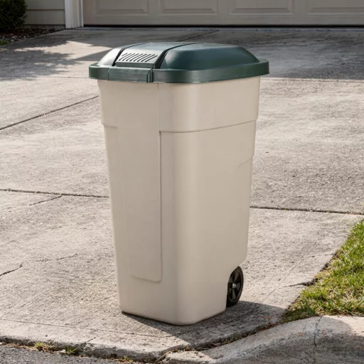 Műanyag kültéri szemetes 110l beige-zöld