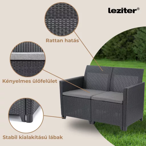 Claire 2 üléses műrattan kerti kanapé