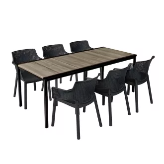 Romen Large 6+1 kerti bútor garnitúra szett kőris-grafit