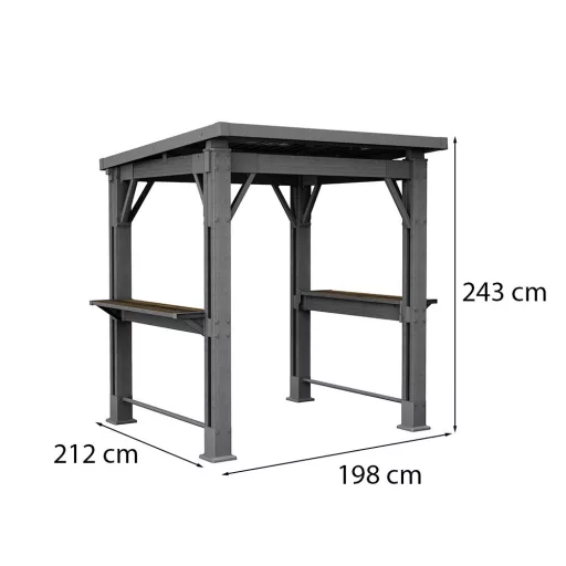 Kerti grill pavilon, pulttal, tetővel