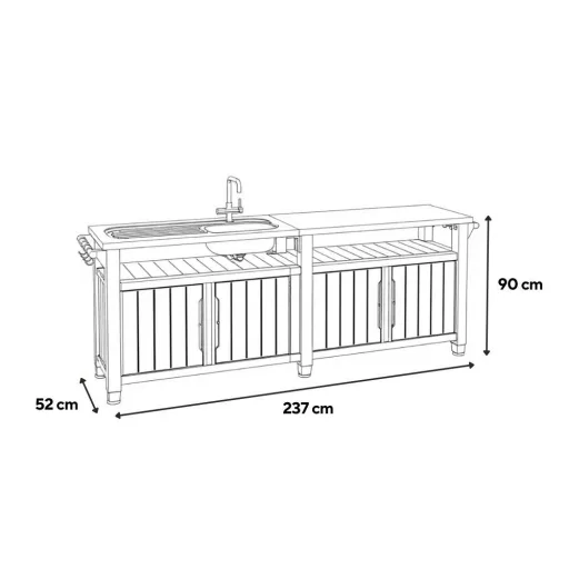 Decocoat unity chef műanyag kerti grill asztal 415l