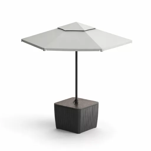 Deco Luzon műrattan napernyőtartós kerti asztal