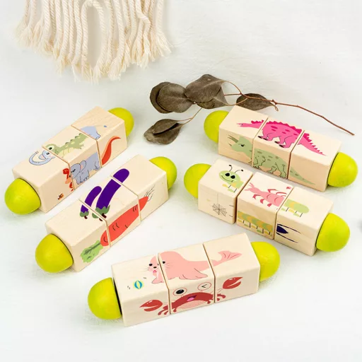 Állatos mini kirakós hengerek Montessori fajáték