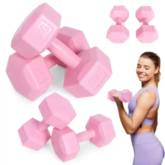 Hex súlyzó szett 2x5 kg rózsaszín