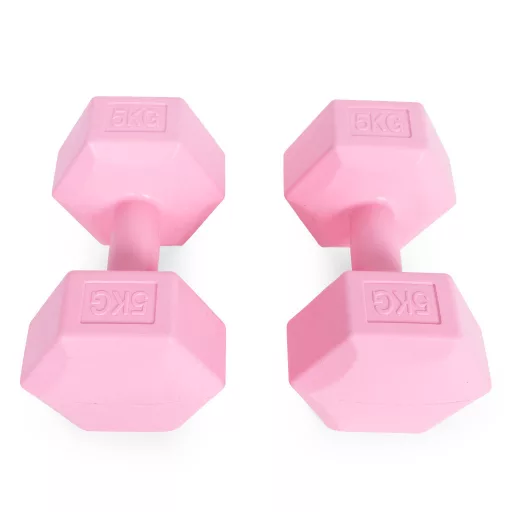 Hex súlyzó szett 2x5 kg rózsaszín