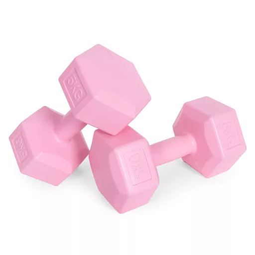 Hex súlyzó szett 2x5 kg rózsaszín