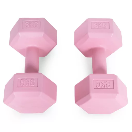 Hex súlyzó szett 2x3 kg rózsaszín
