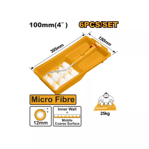 INGCO Mikroszálas festőhenger szett 6 részes 100 x 12 x 6 mm