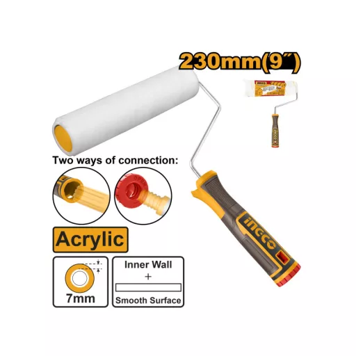INGCO Akril festőhenger nyéllel 230 x 7 x 6 mm lágy foganytús