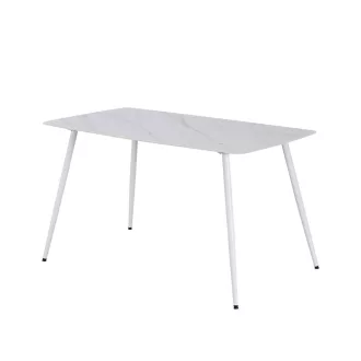   Bora 140 cm szögletes szinterezett kő étkezőasztal fehér
