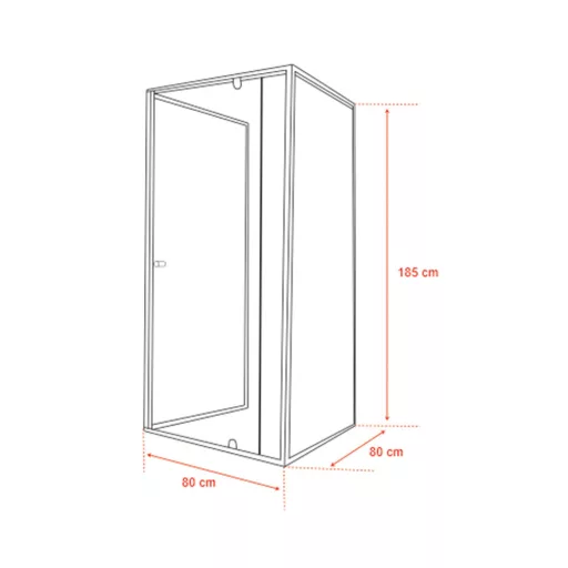 Flexi 80x80 cm falsíkra szerelhető szögletes zuhanykabin zuhanytálca nélkül