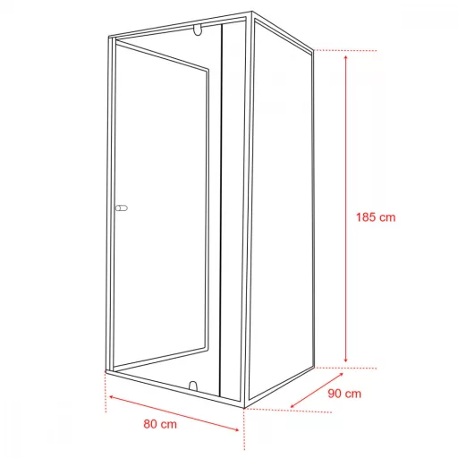 Flexi 80x90 cm falsíkra szerelhető aszimmetrikus zuhanykabin zuhanytálca nélkül