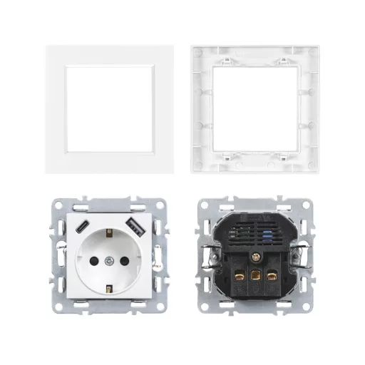 Nova csatlakozóaljzat USB csatlakozóval fehér kerettel