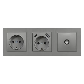   Nova dugalj, USB, TV csatlakozóval szürke szálcsiszolt kerettel