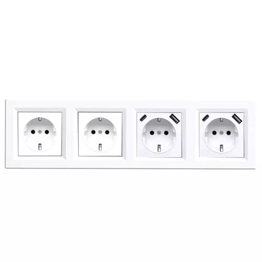 Nova IV kettő dugalj kettő USB csatlakozóval fehér kerettel