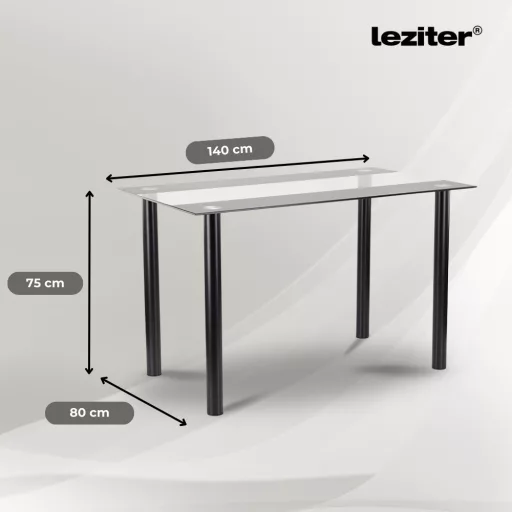 Riona 140 cm szögletes üveg étkezőasztal