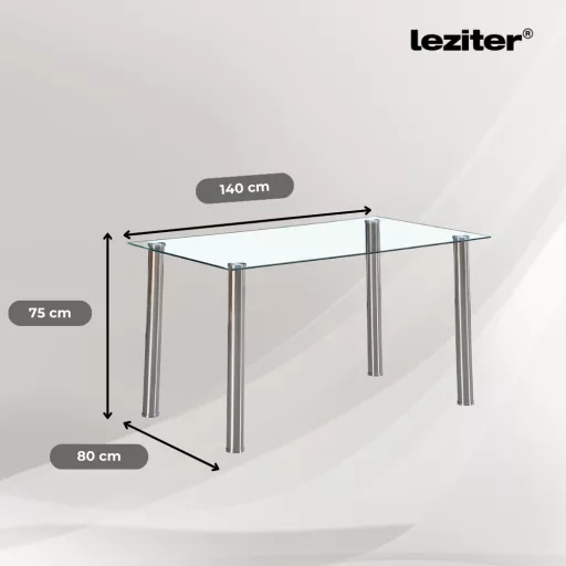 Berna 140 cm szögletes üveg étkezőasztal