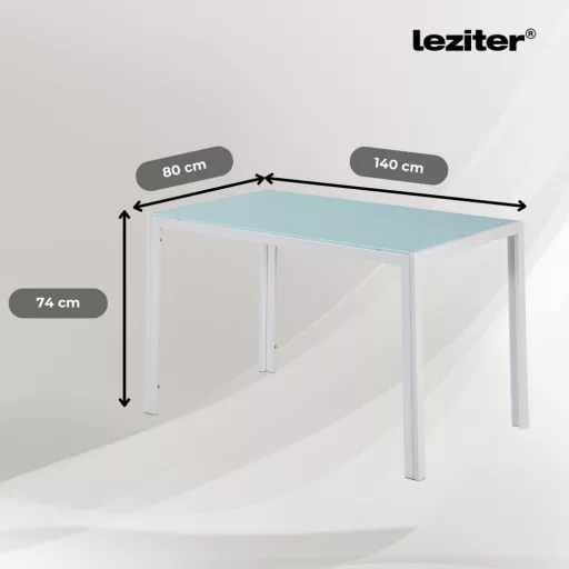 Ezra 140 cm szögletes üveg étkezőasztal