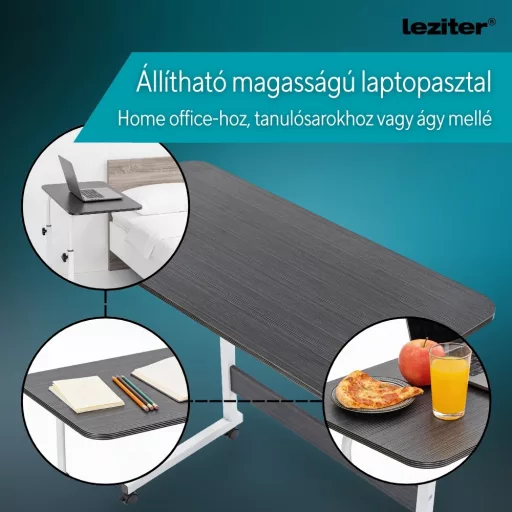 Állítható magasságú laptopasztal 80x40 cm fehér