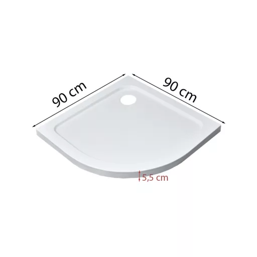 Modena Slim íves alacsony akril zuhanytálca 90x90 cm