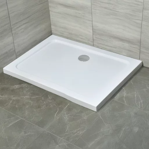 Modena Slim aszimmetrikus szögletes akril zuhanytálca, 80x120 cm