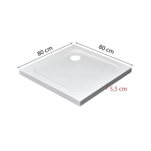 Modena Slim szögletes alacsony akril zuhanytálca 80x80 cm