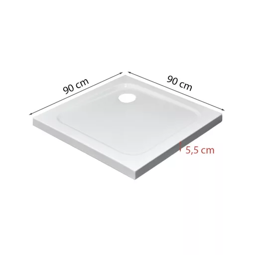 Modena Slim szögletes alacsony akril zuhanytálca 90x90 cm