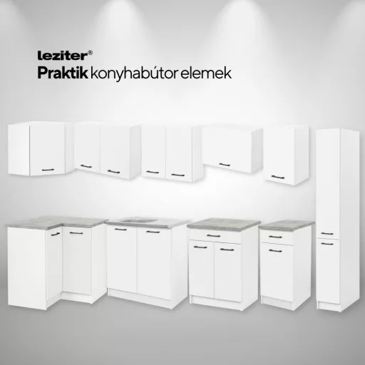 Praktik 60 alsó szekrény 2 ajtós 1 fiókos, fehér-fehér