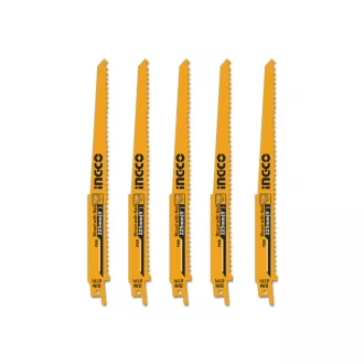   INGCO Szablyafűrészlap 225 mm 6 TPI szöges fára BIM (5 db)