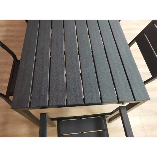 6 személyes kerti asztal 156x78 cm polywood fekete