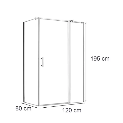 Simple 80x120 cm nyílóajtós aszimmetrikus zuhanykabin zuhanytálca nélkül