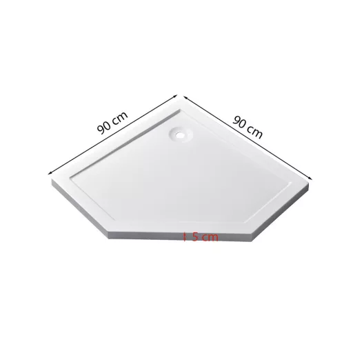 Modena Slim ötszögletű alacsony akril zuhanytálca 90x90 cm