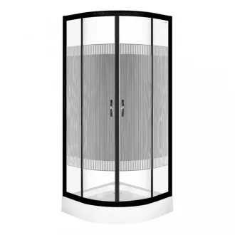 Xenia Duo Black 90x90 cm Íves zuhanykabin zuhanytálcával
