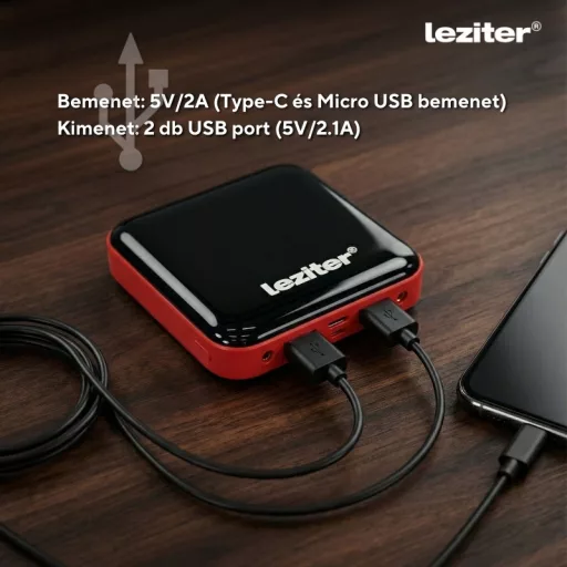 Powerbank 5000 mAH 2A 10W fekete